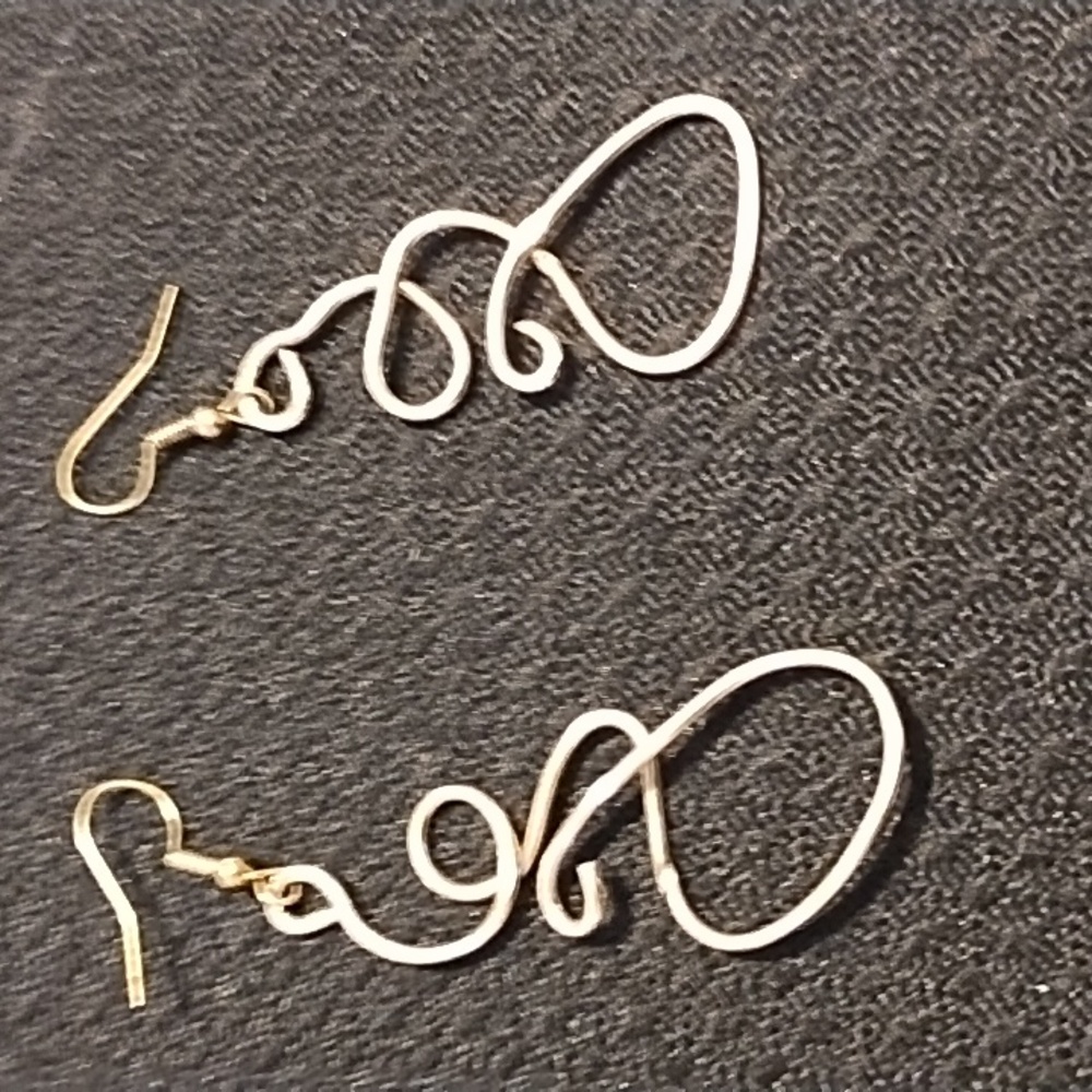 14K Gold/Sterling Silver Wave Drop Earrings